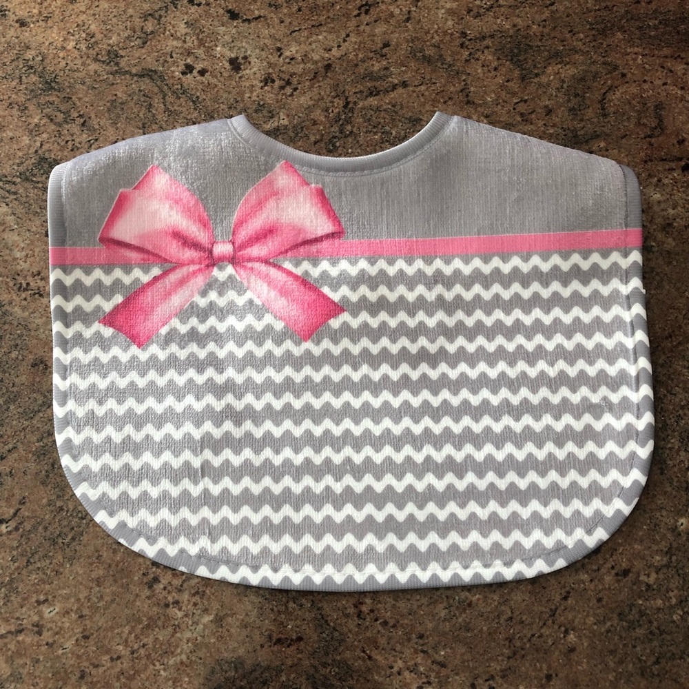 Pink and grey bib